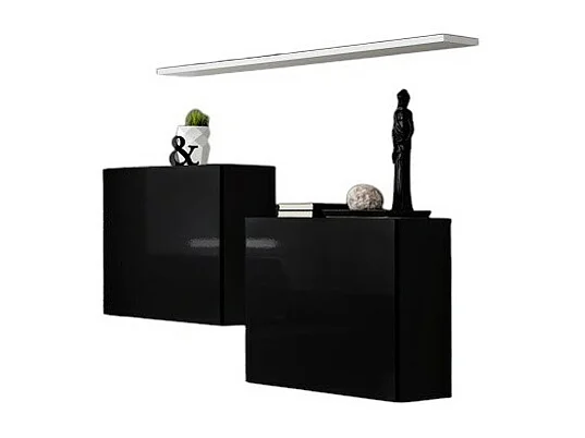 Möbelset für das Wohnzimmer SWITCH SBI – Hochglanz Schwarz und weißes Regal – Modernes Design