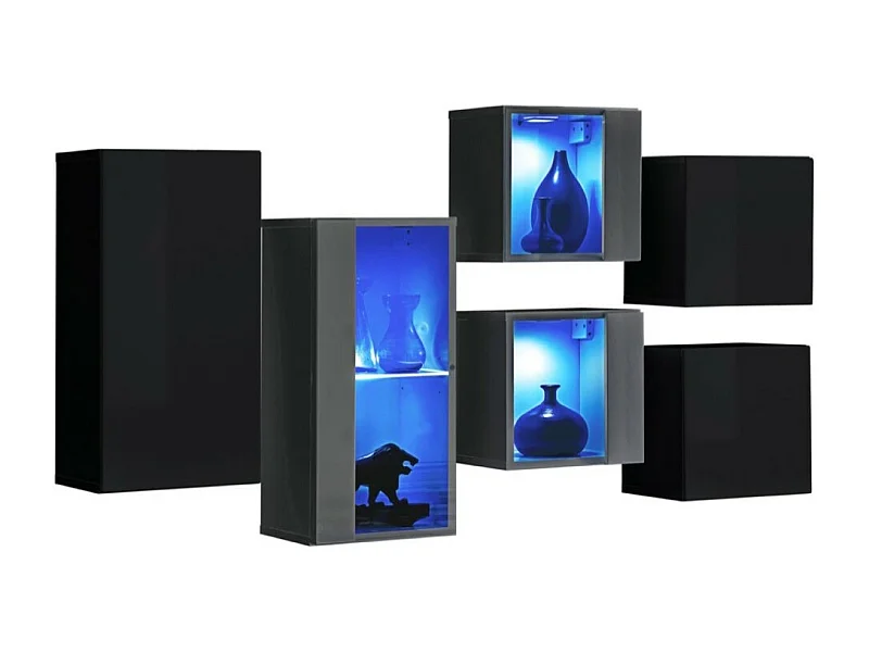 Ensemble meubles de salon SWITCH SBIV design. Coloris noir et gris.