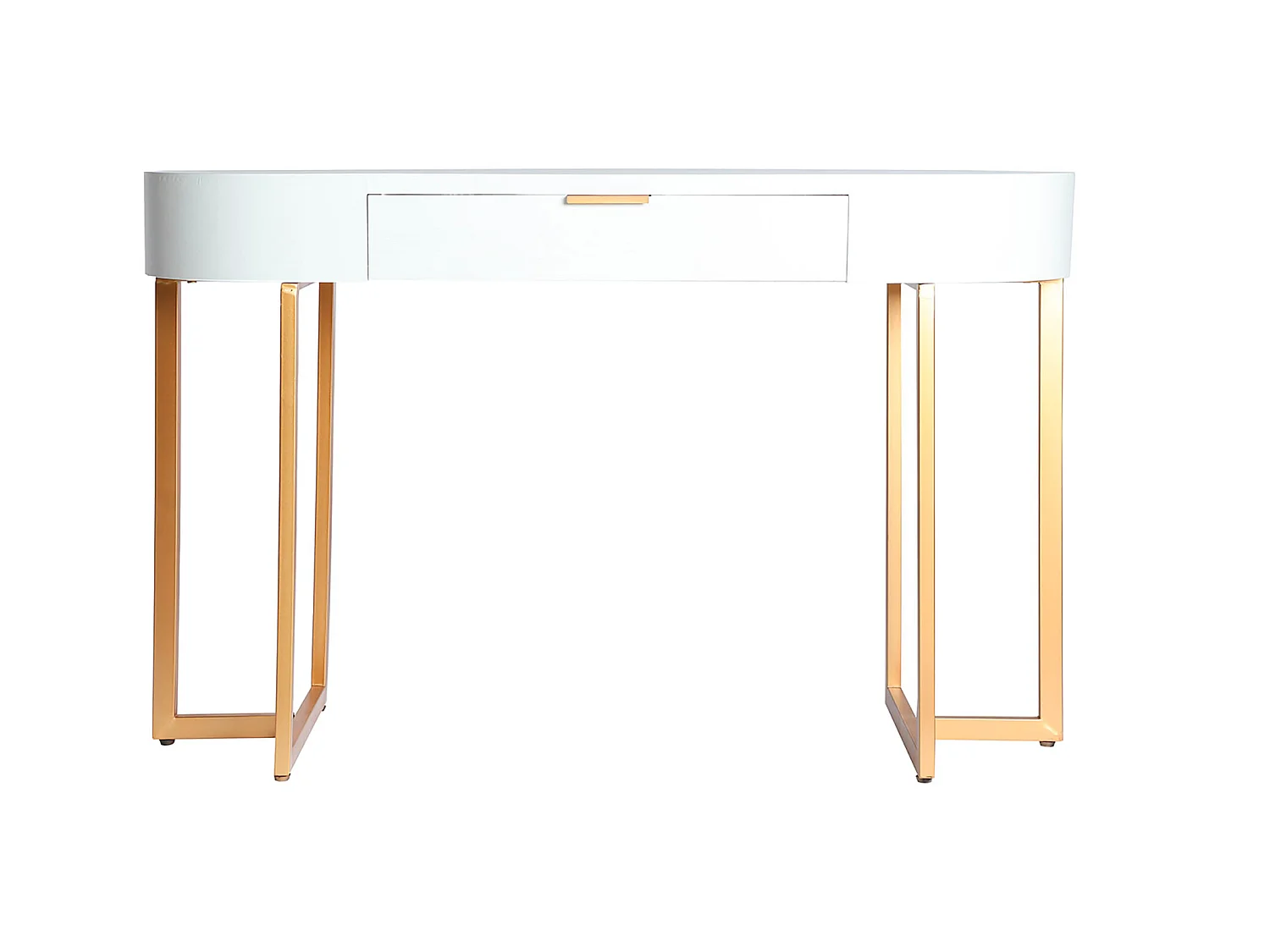 Console en Fer, de couleur Blanc/Doré, 120x48x76 cm