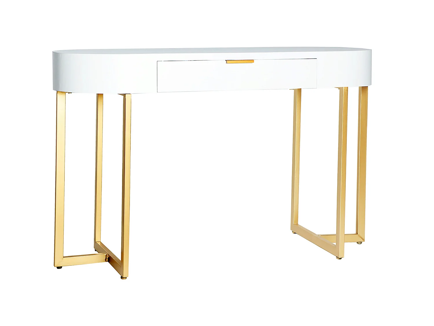 Console en Fer, de couleur Blanc/Doré, 120x48x76 cm