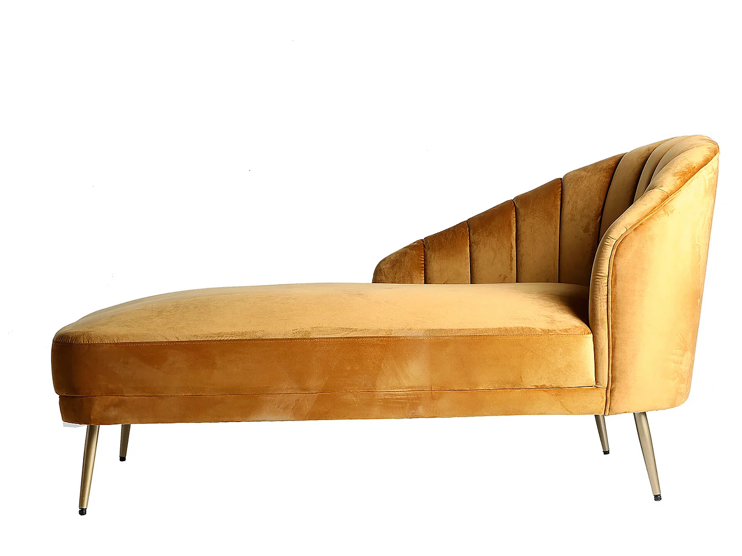 Chaise longue en velours moutarde 153x82x83 cm