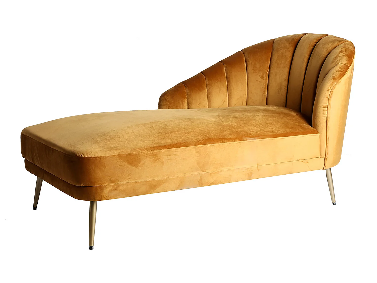 Chaise longue en velours moutarde 153x82x83 cm