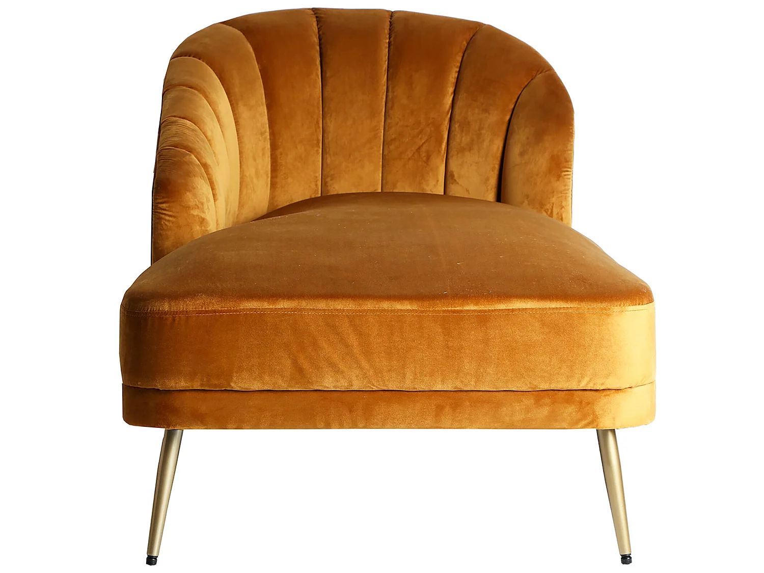 Chaise longue en velours moutarde 153x82x83 cm