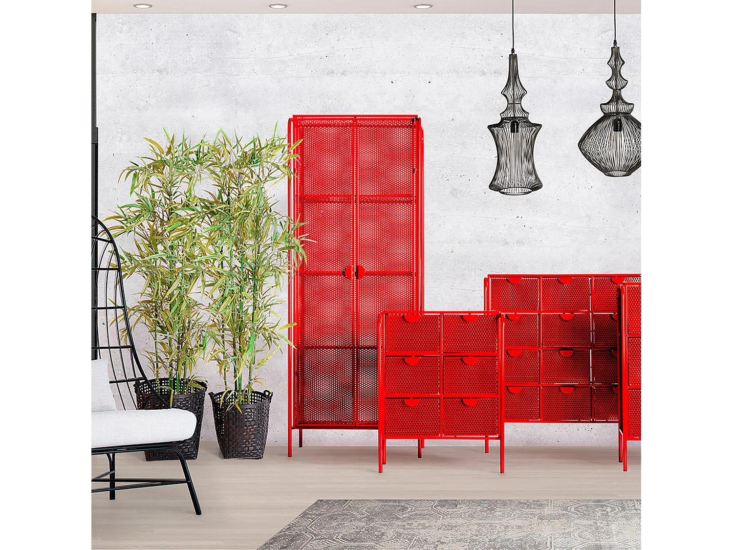 Armario de hierro en color rojo de 70x49x180cm