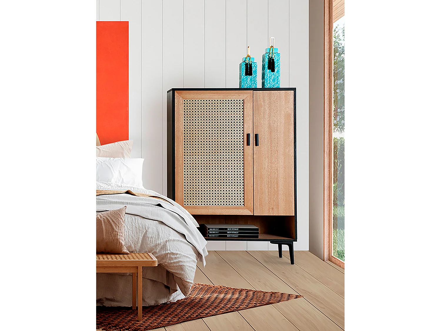 Armario de madera dm en color marrón de 80x36x115cm