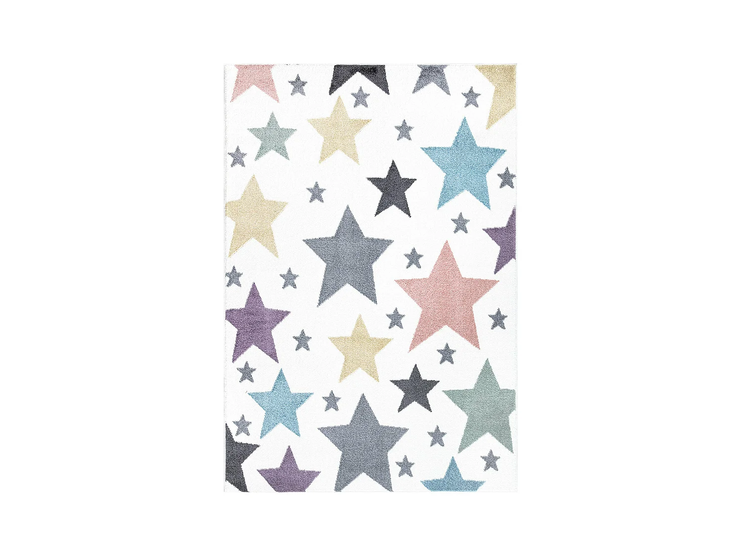 Tapis pour chambre d'enfant Blanc Etoiles Multicolores 120x160cm
