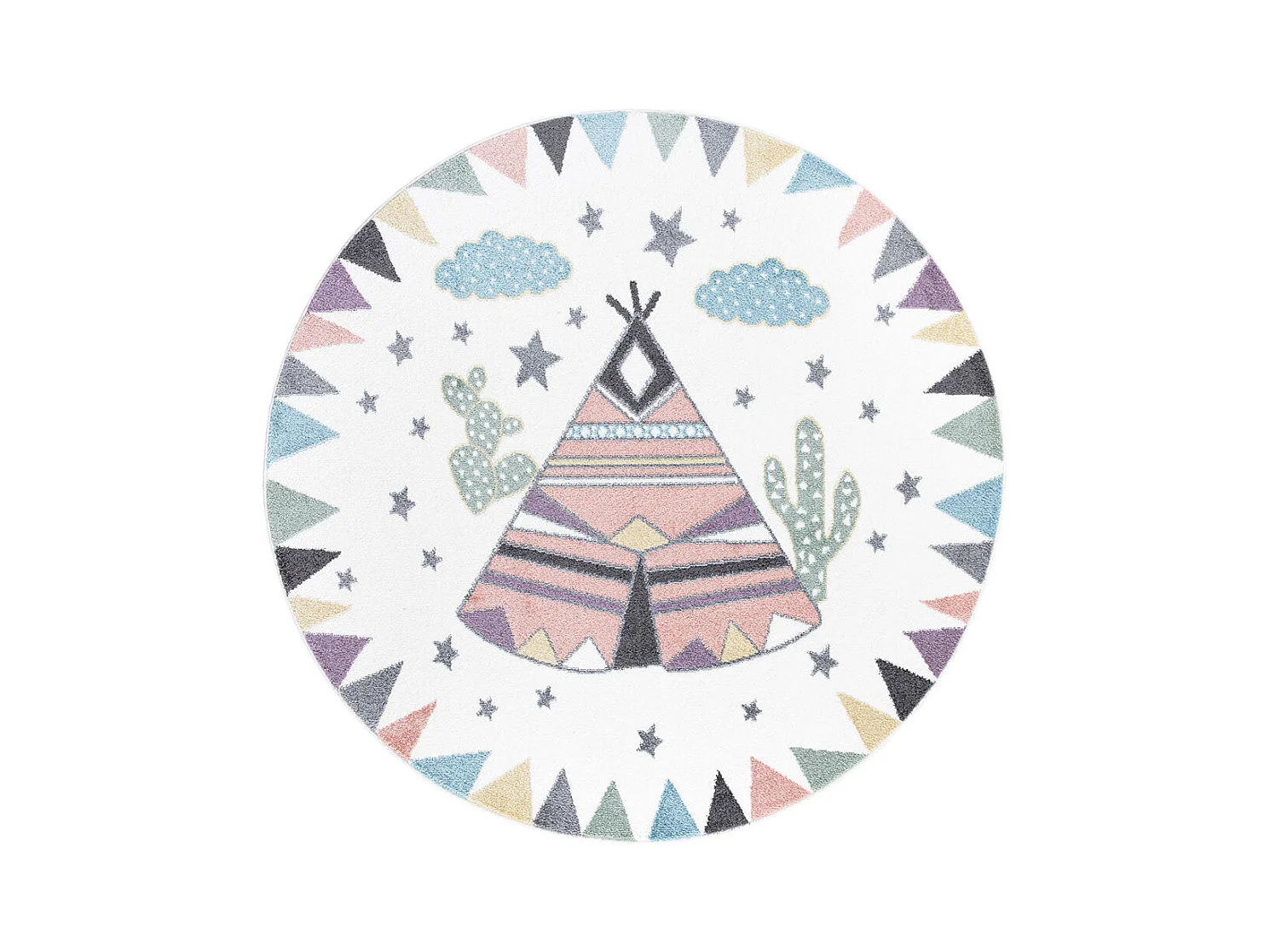 Tapis Rond pour chambre d'enfant TIPI Multicolore 120x120cm