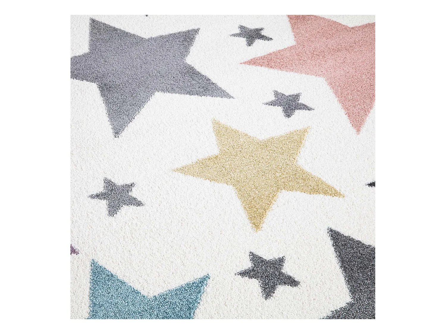 Tapis pour chambre d'enfant Blanc Etoiles Multicolores 80x150cm