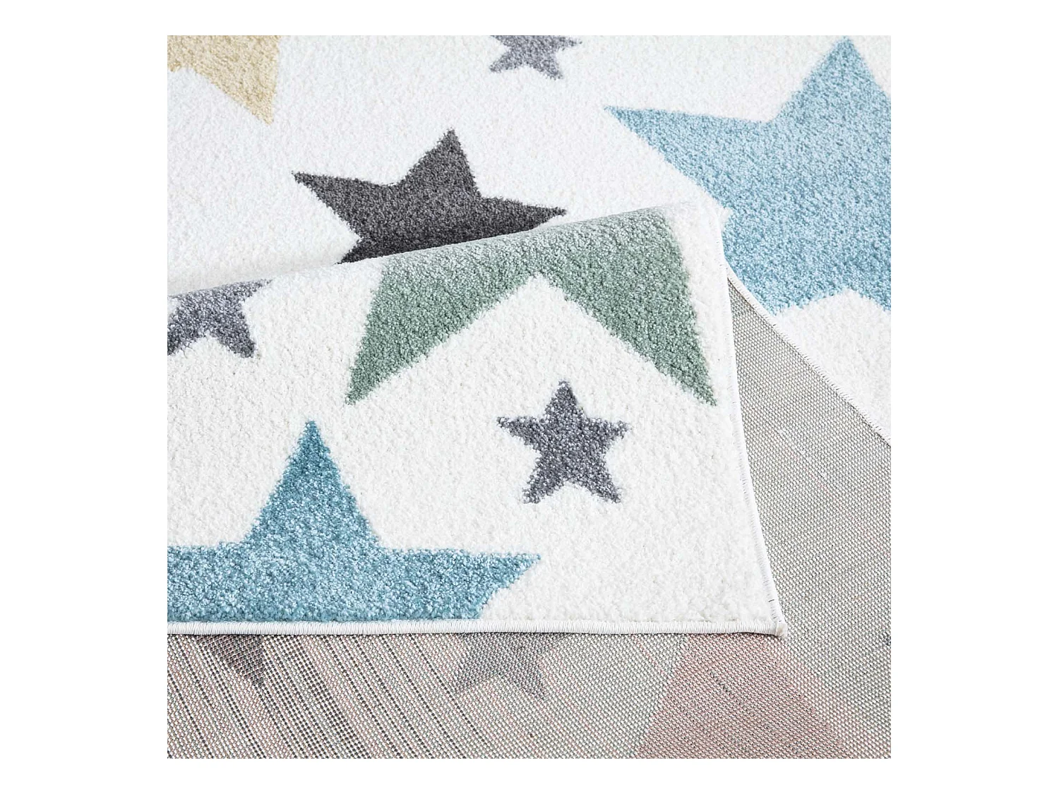 Tapis pour chambre d'enfant Blanc Etoiles Multicolores 80x150cm