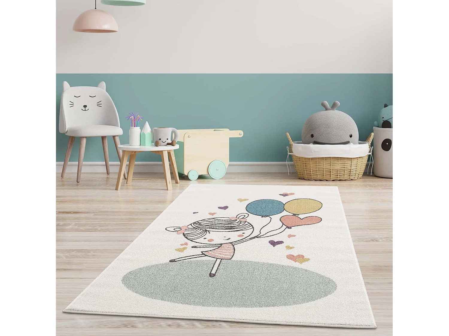 Tapis pour chambre d'enfant Crème Motif Fille 120x160cm