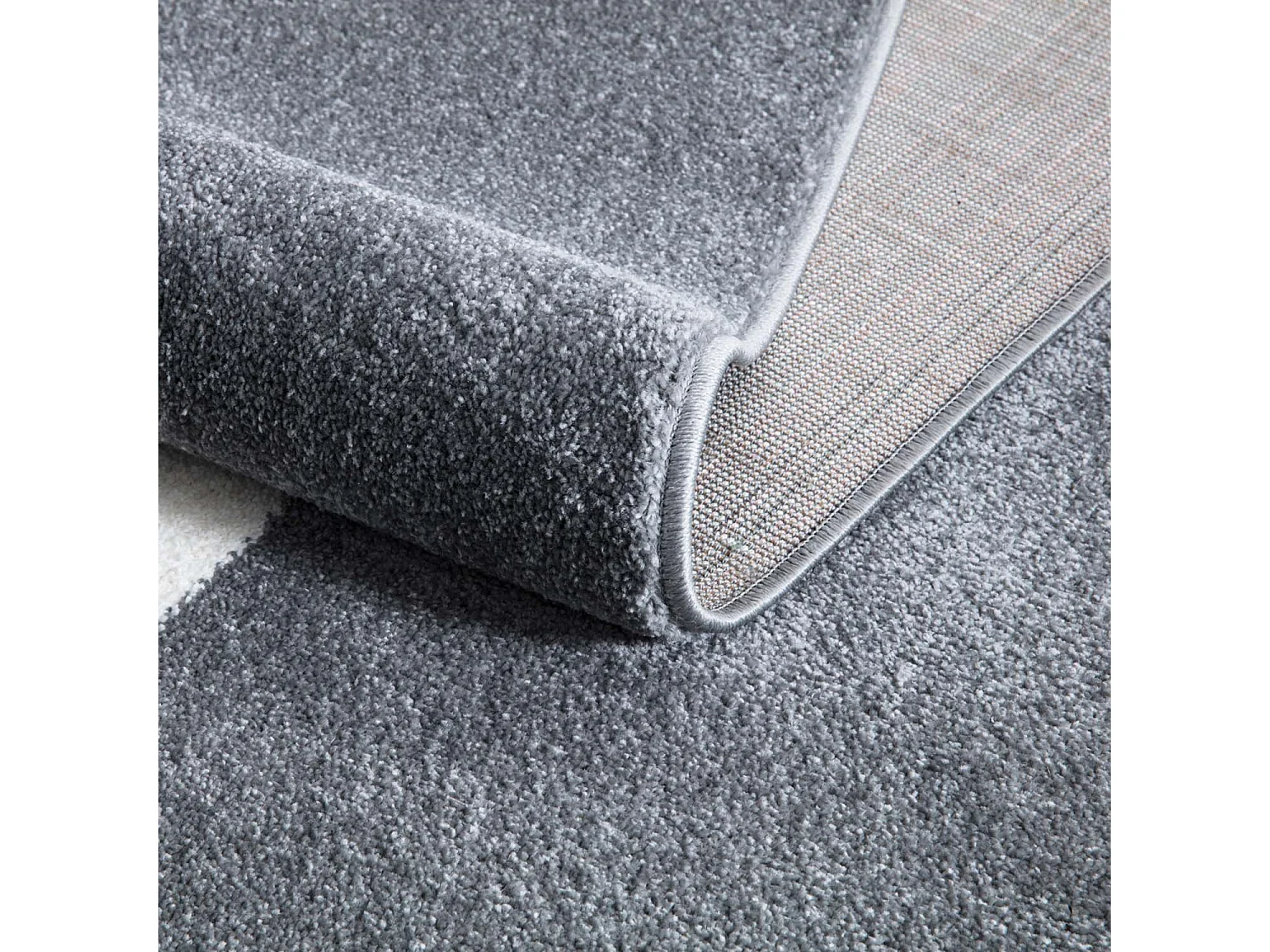 Tapis Rond pour chambre d'enfant Gris Motif Ours Blanc 120x120cm