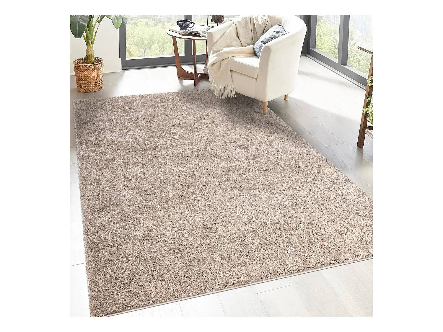 Tapis à Poils Longs SOFTY Sable 150x150cm