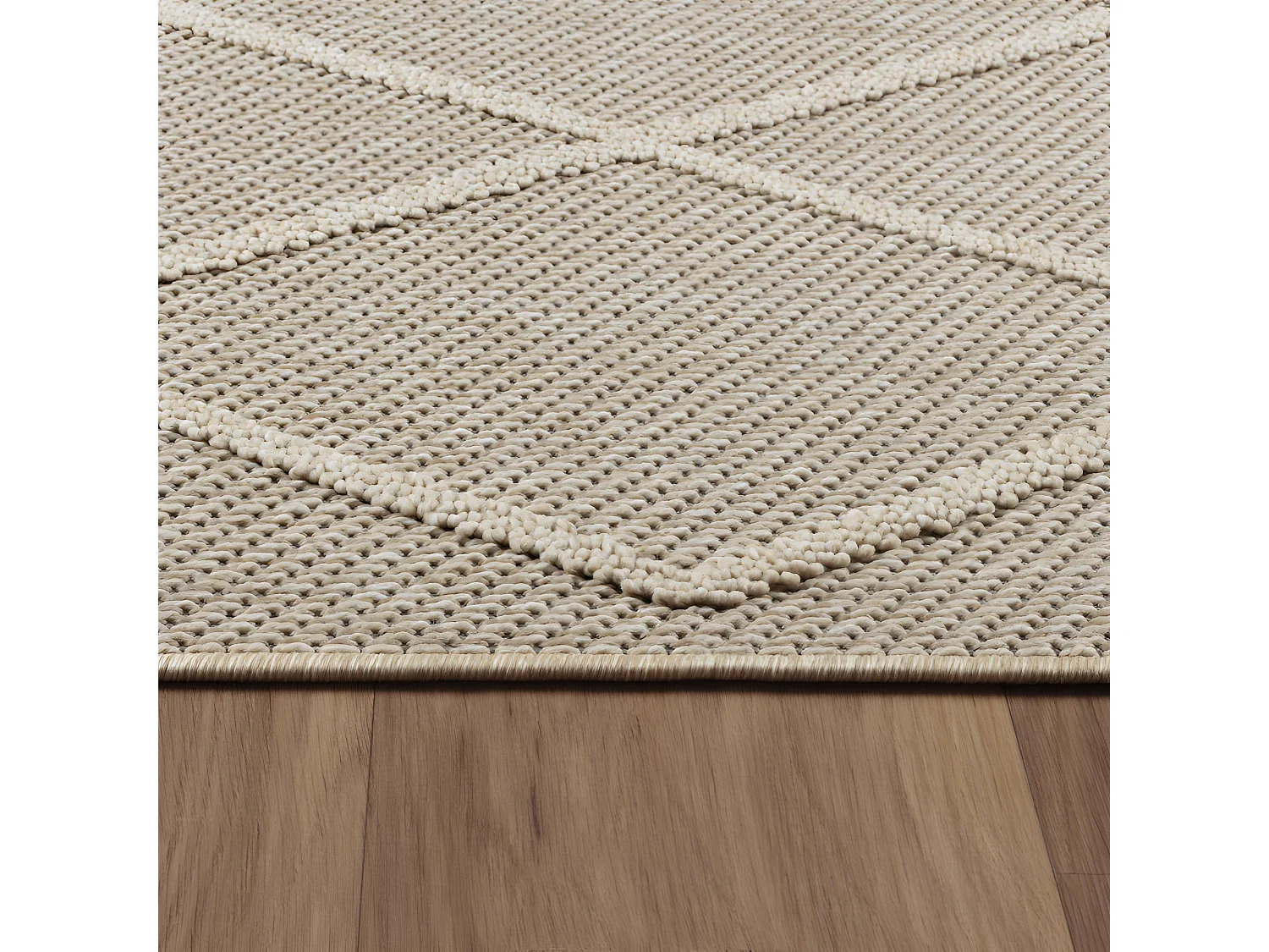 Tapis effet Jute naturel à Relief Géométrique Beige 200 x 290 cm