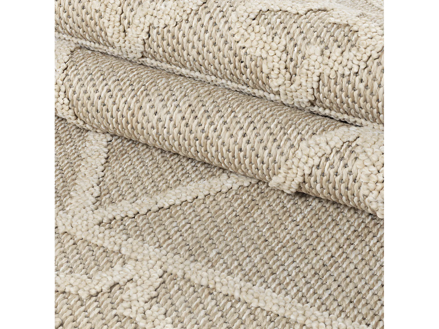 Tapis effet Jute naturel à Relief Géométrique Beige 200 x 290 cm