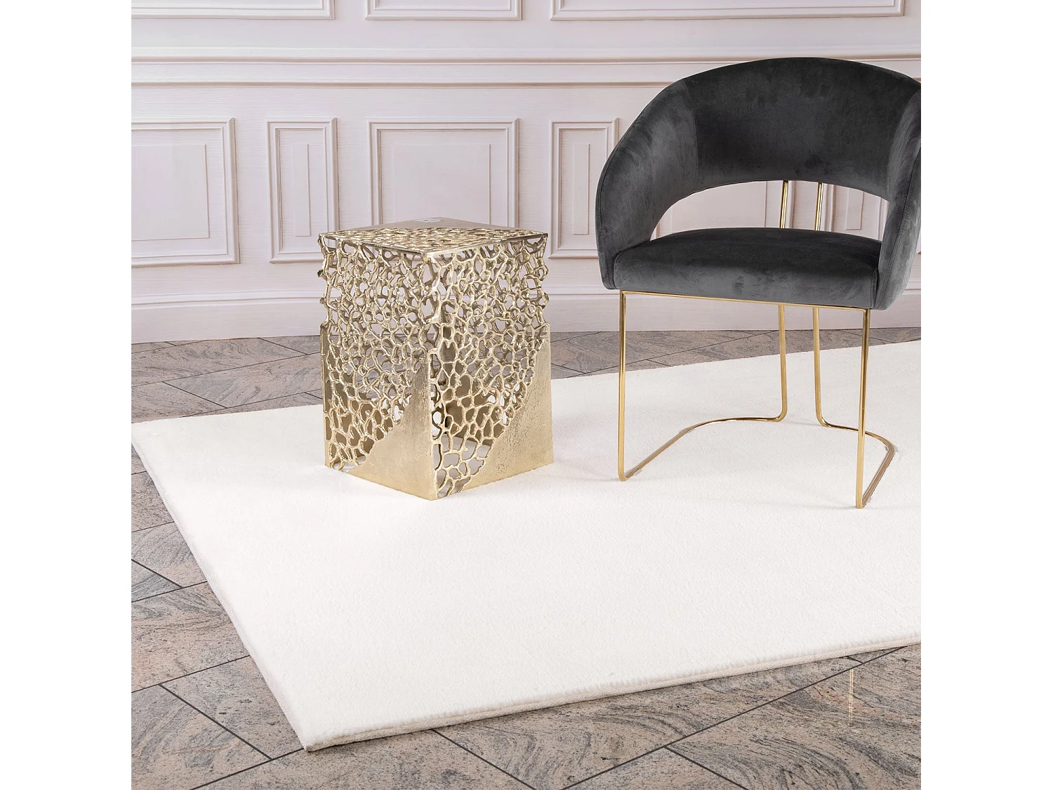 Tapis de Fourrure Velours Blanc 80x150cm