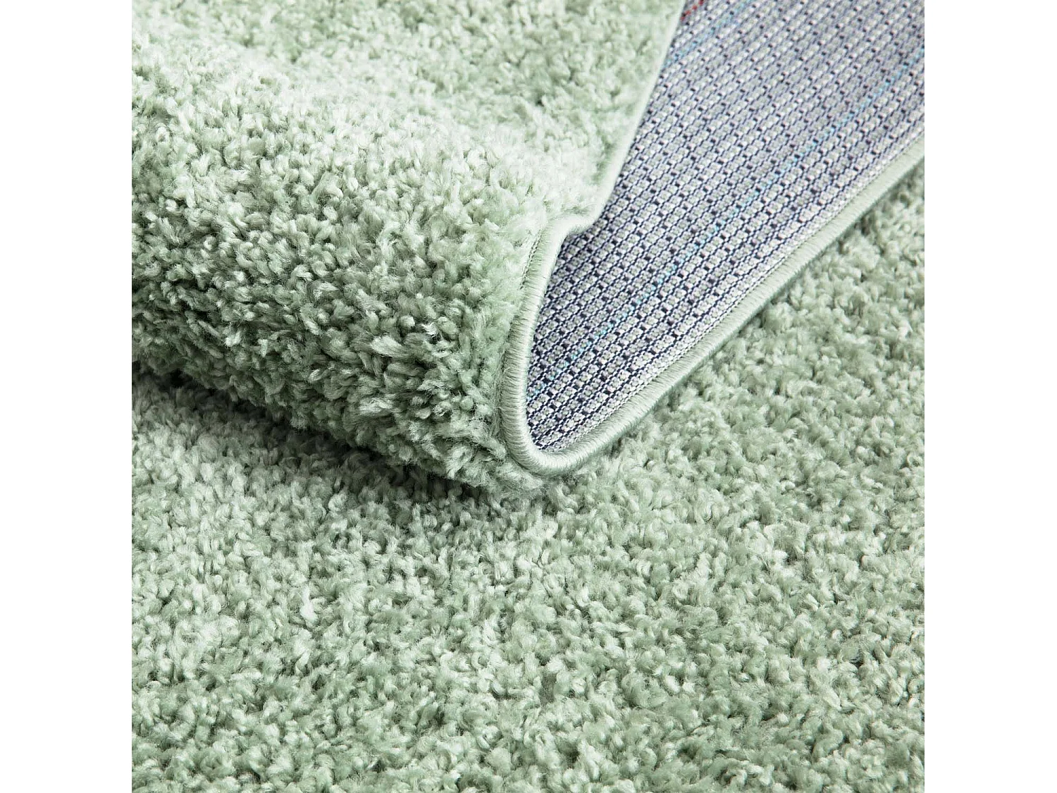 Tapis à Poils Longs SOFTY Vert Amande 150x150cm