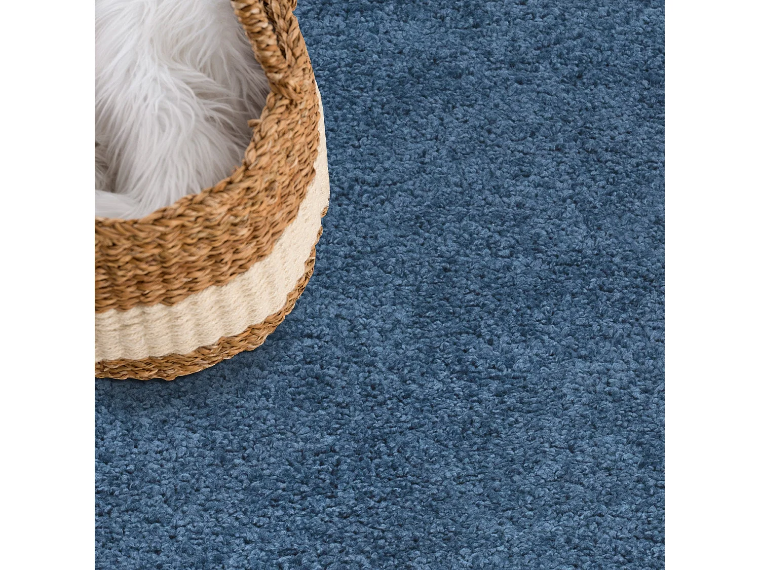 Tapis à Poils Longs Rond SOFTY Bleu 200x200cm