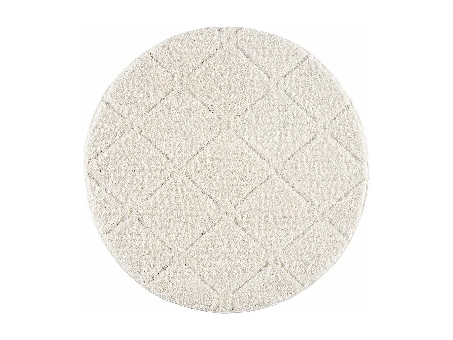 AMORE 01 - Tapis rond à poils longs et relief crème 200x200cm