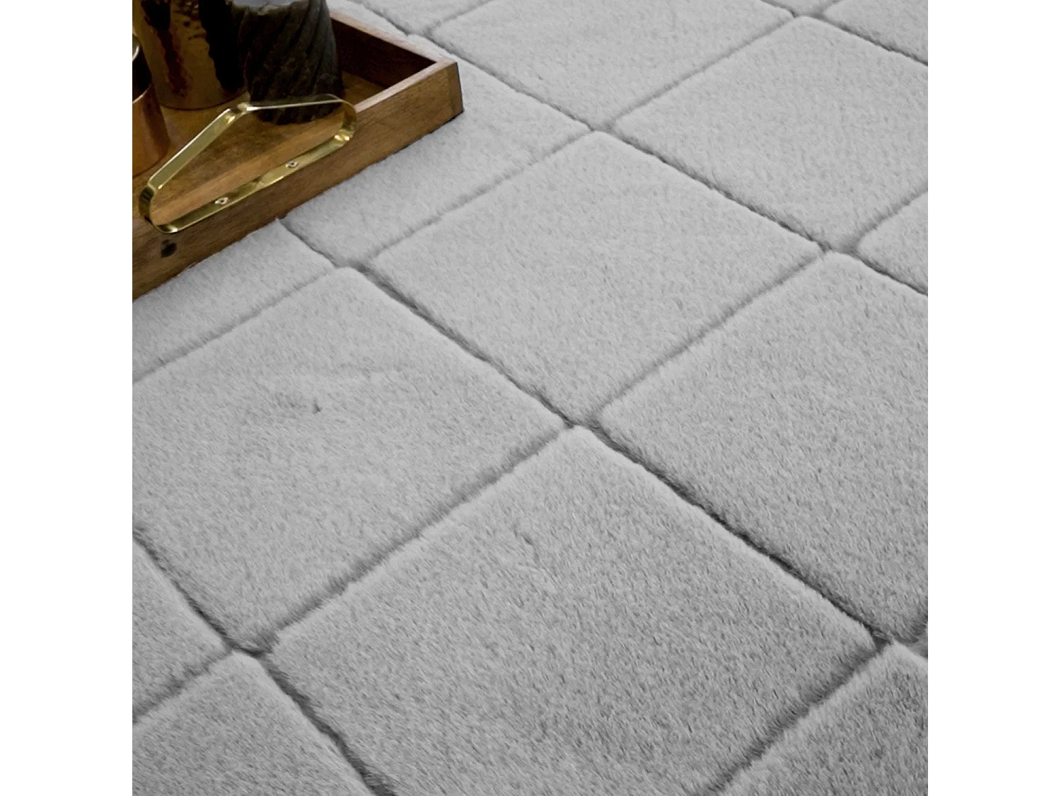 Tapis Super Soft à motif 3D losanges Gris souris 200x290cm