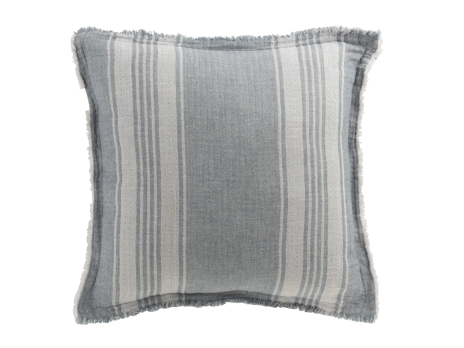 Coussin lignes irregulieres coton bleu/blanc 50 cm