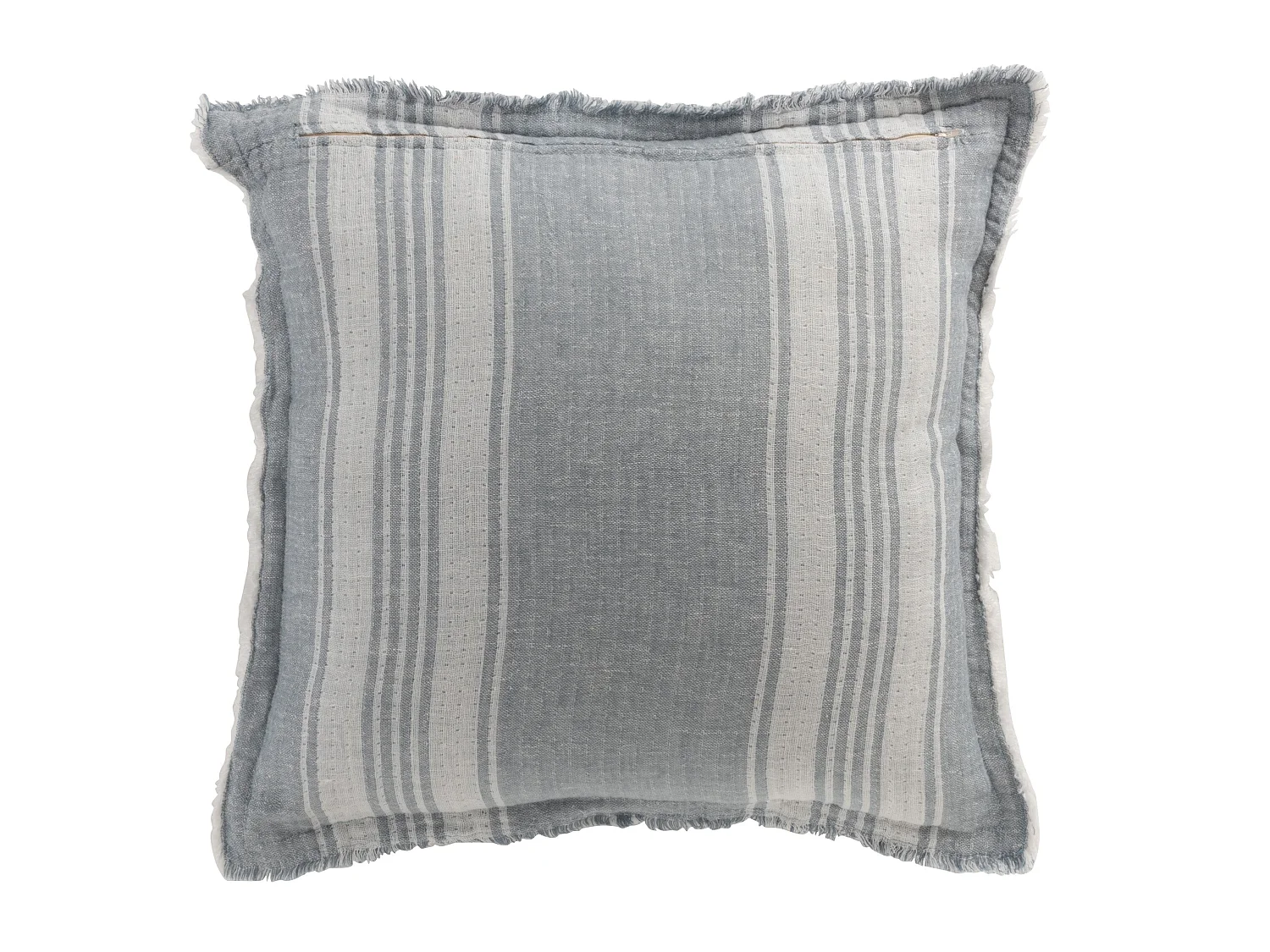 Coussin lignes irregulieres coton bleu/blanc 50 cm