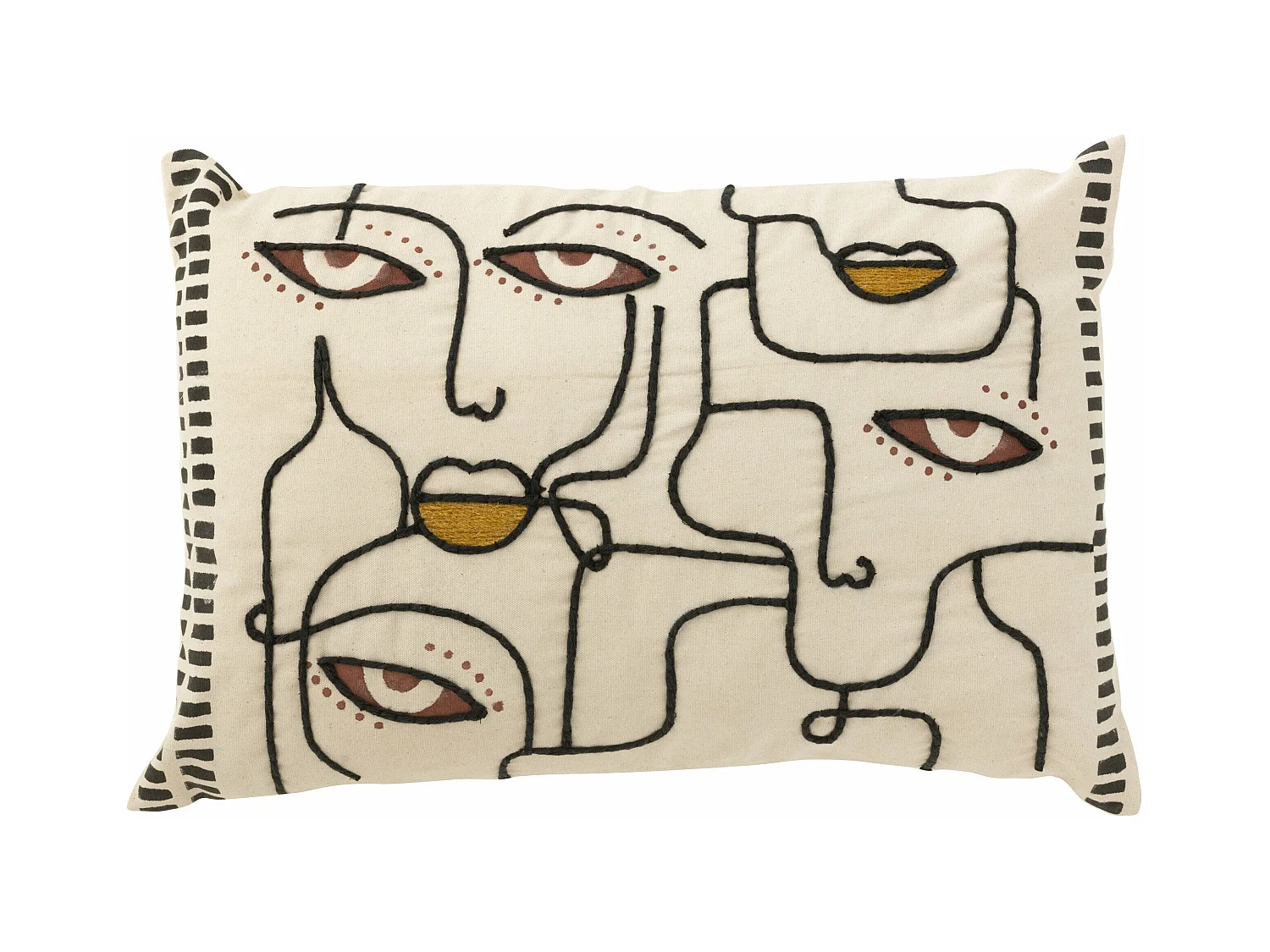 Coussin Déco "Visages" 40x68cm Beige
