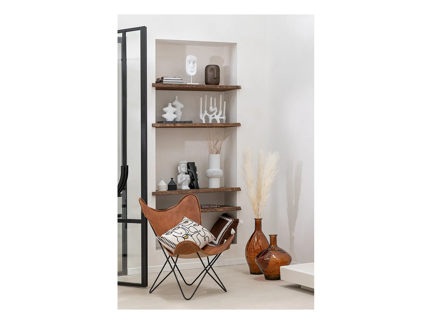 Coussin Déco "Visages" 40x68cm Beige