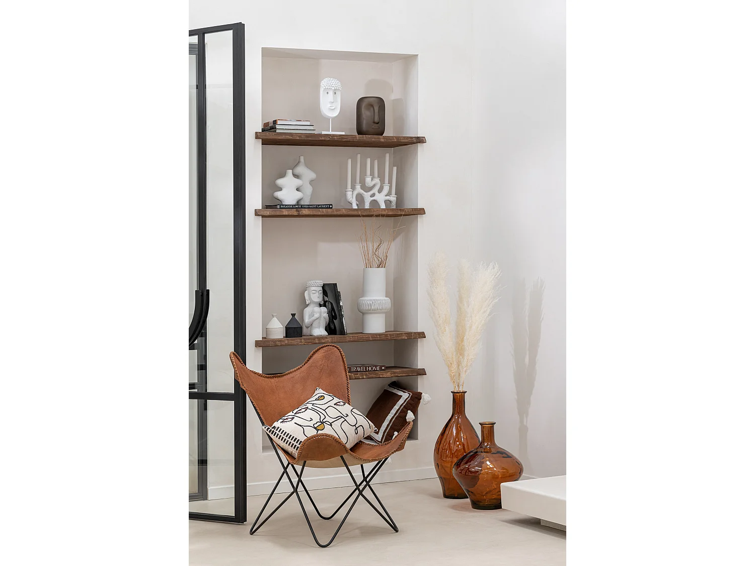 Coussin Déco "Visages" 40x68cm Beige