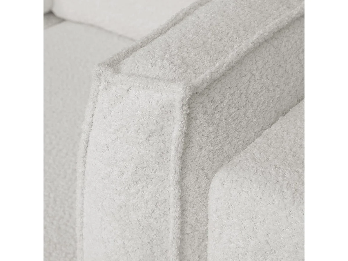 Canapé d'angle à gauche convertible 3 places avec coffre en tissu bouclé écru - Barani