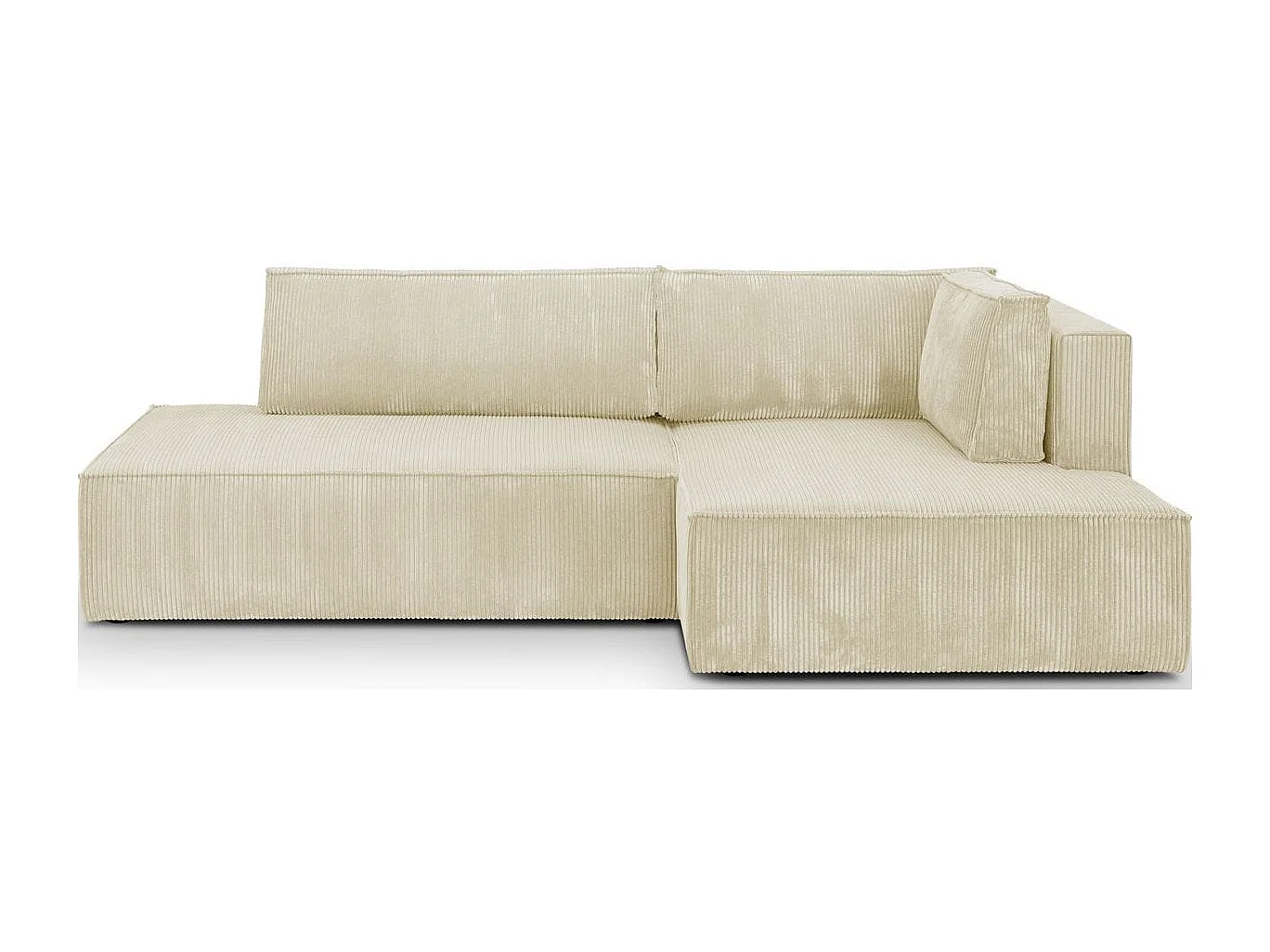 Canapé d'angle à droite convertible 3 places avec coffre en velours côtelé beige - Barani