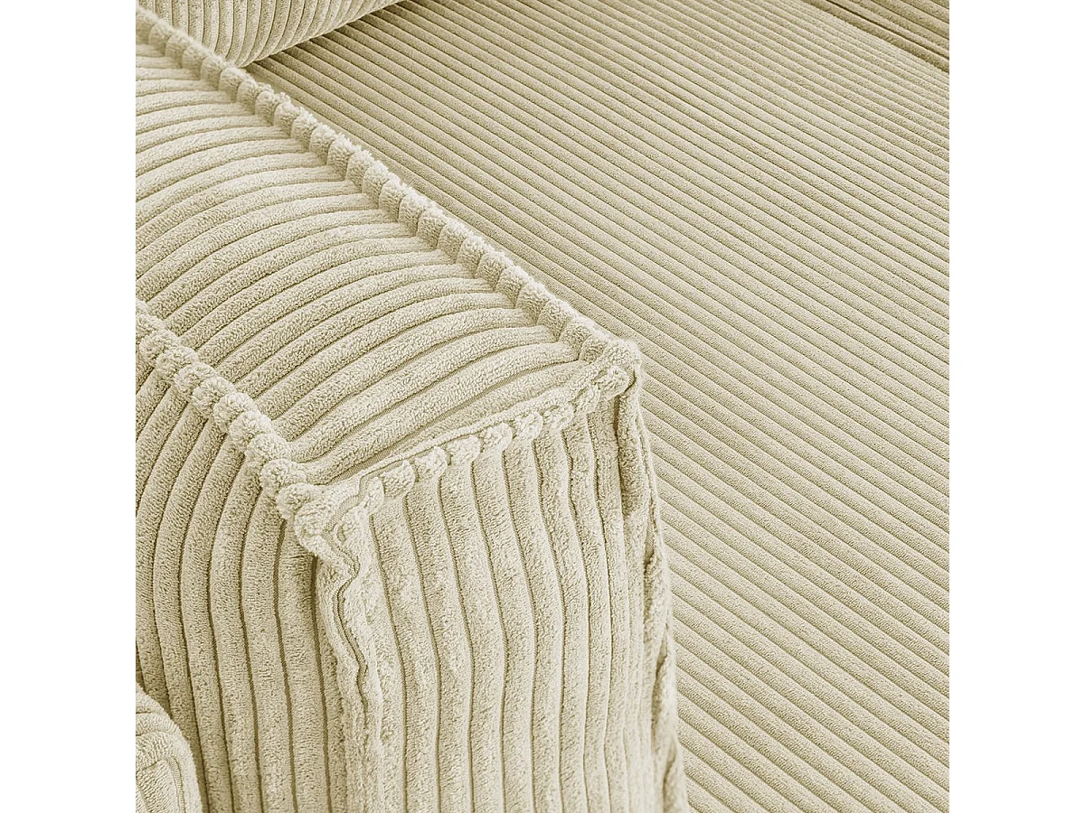 Canapé d'angle convertible 3 places avec coffre en velours beige