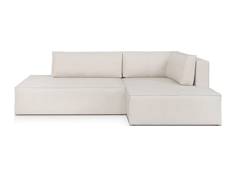 Canapé d'angle à droite convertible 3 places avec coffre en tissu beige - Barani