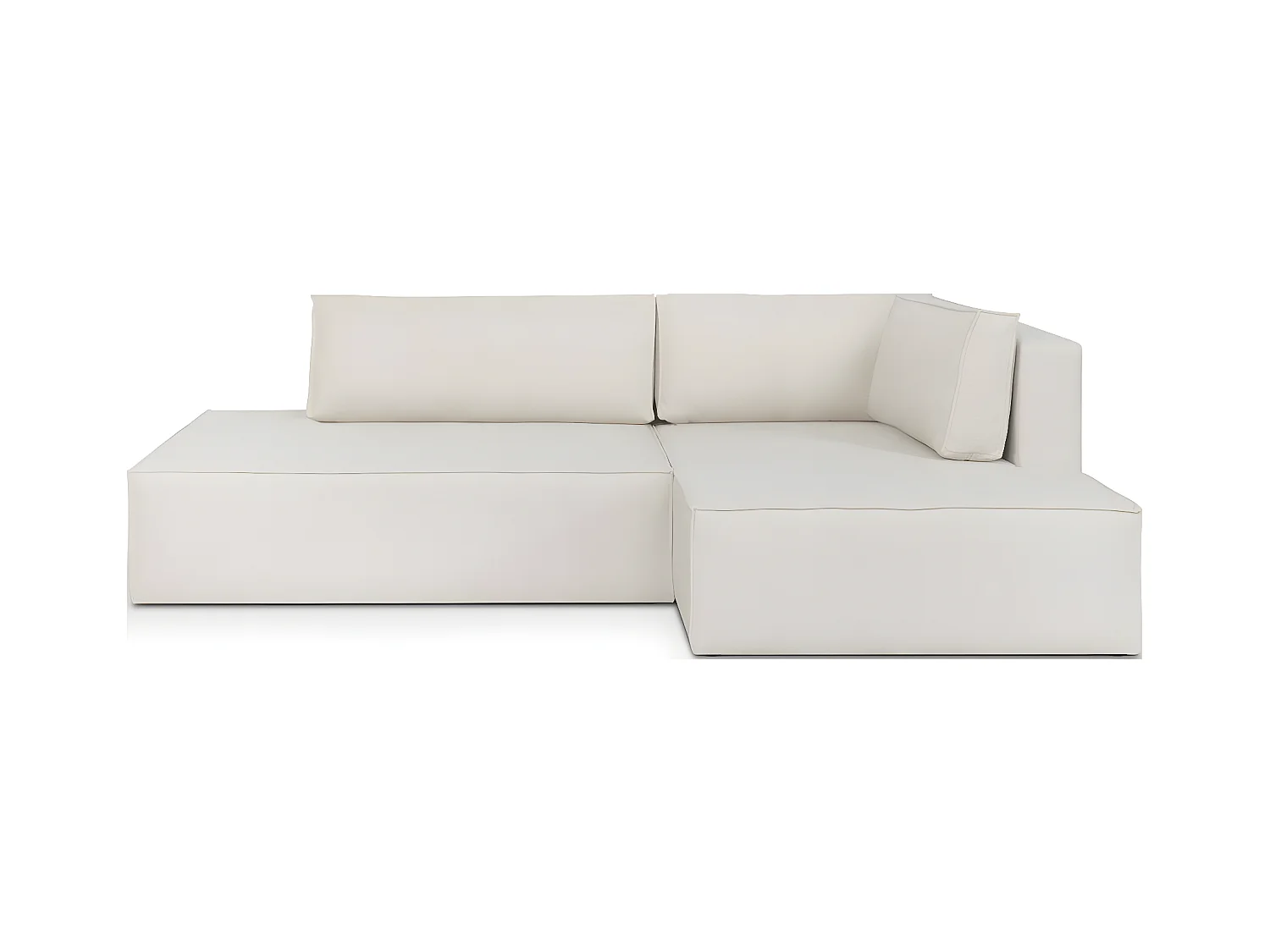 Canapé d'angle à droite convertible 3 places avec coffre en tissu beige - Barani