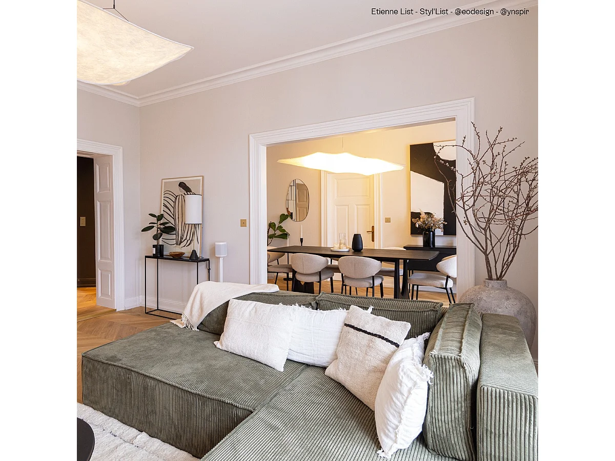 Canapé d'angle à droite convertible 3 places avec coffre en velours côtelé vert kaki - Barani