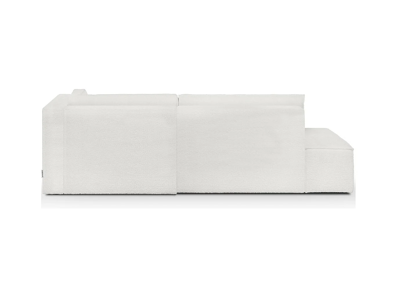 Canapé d'angle à droite convertible 3 places avec coffre en tissu bouclé écru - Barani