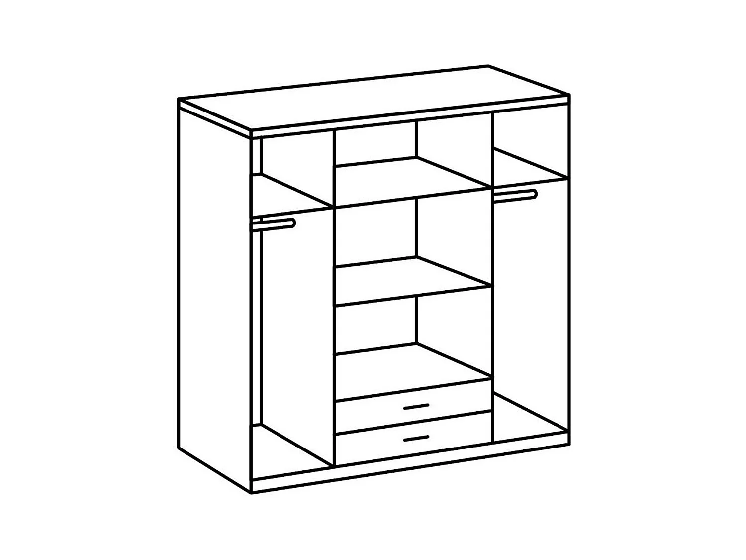 Armoire 4 portes dont 2 miroirs et 2 tiroirs - L180 cm