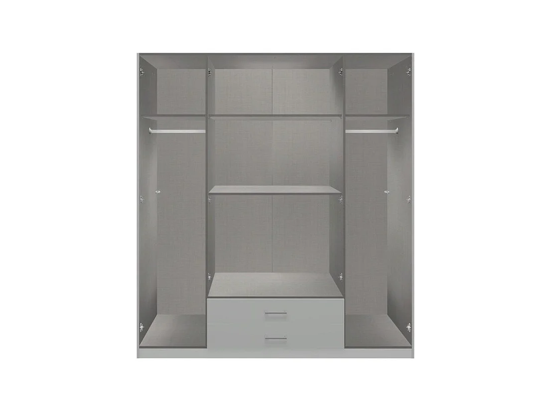 Armoire 4 portes dont 2 miroirs et 2 tiroirs - L180 cm