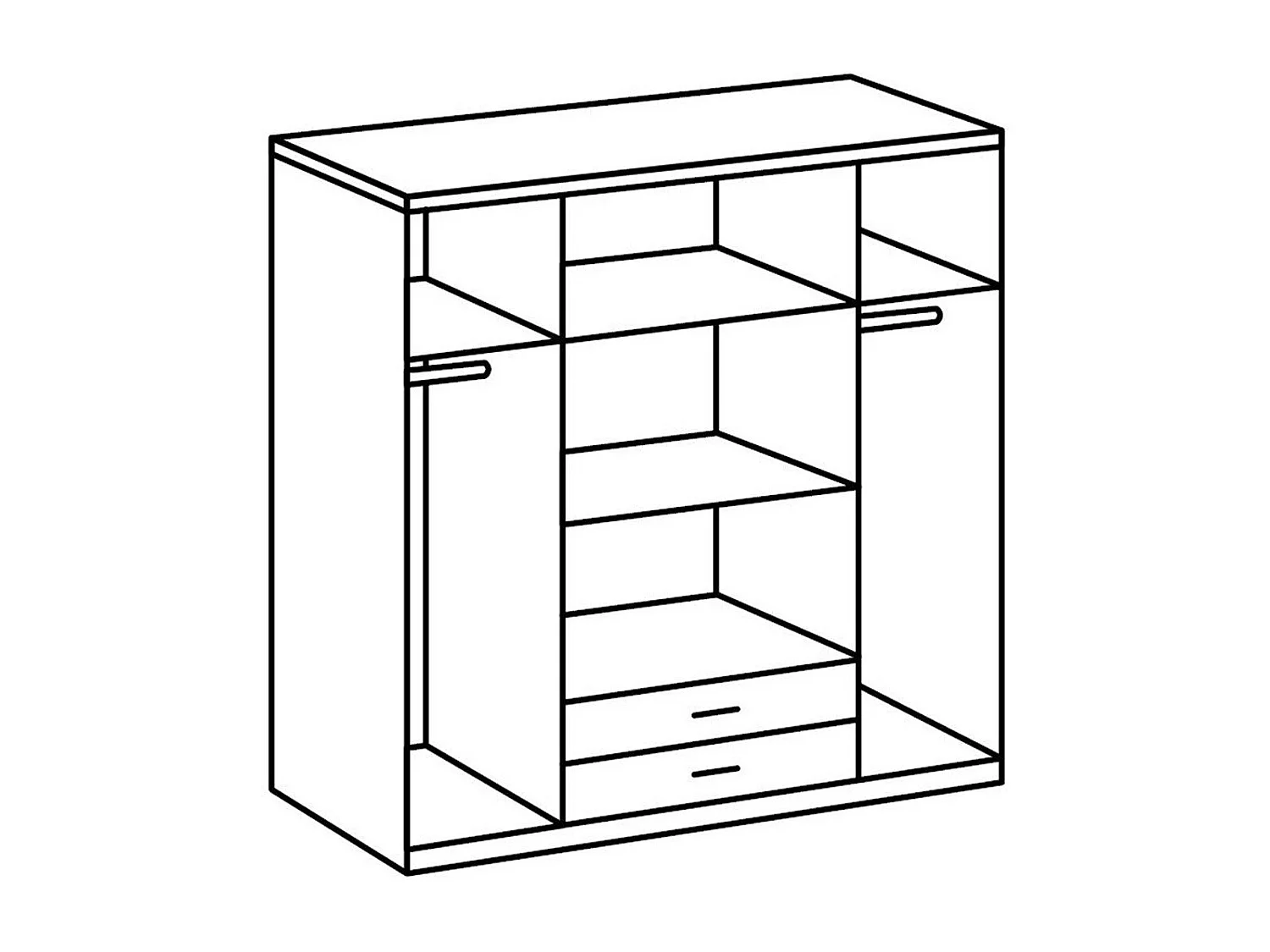 Armoire 4 portes dont 2 miroirs et 2 tiroirs - L180 cm