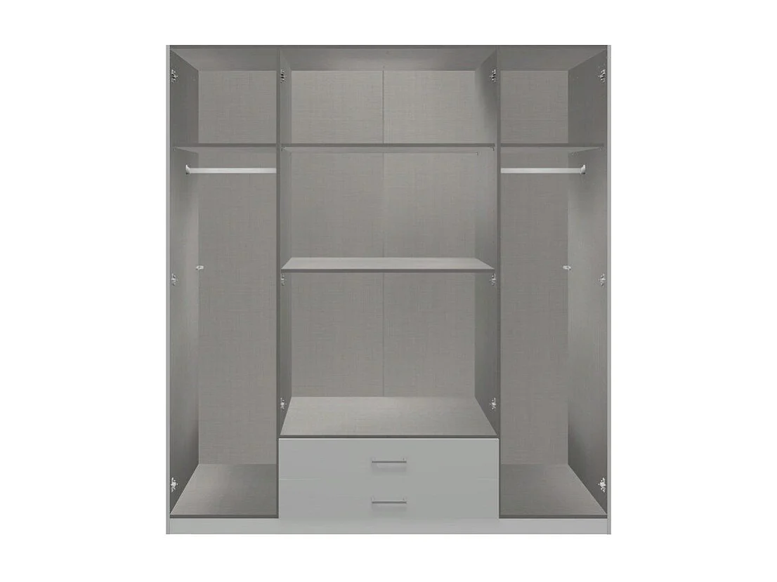 Armoire 4 portes dont 2 miroirs et 2 tiroirs - L180 cm