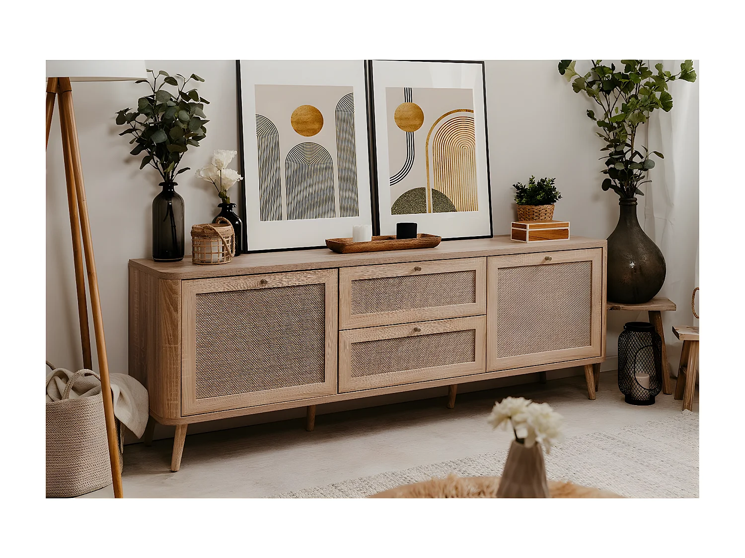 Mesa Baixa Kuta 2 Portas 2 Gavetas 175X62.9X40 Carvalho