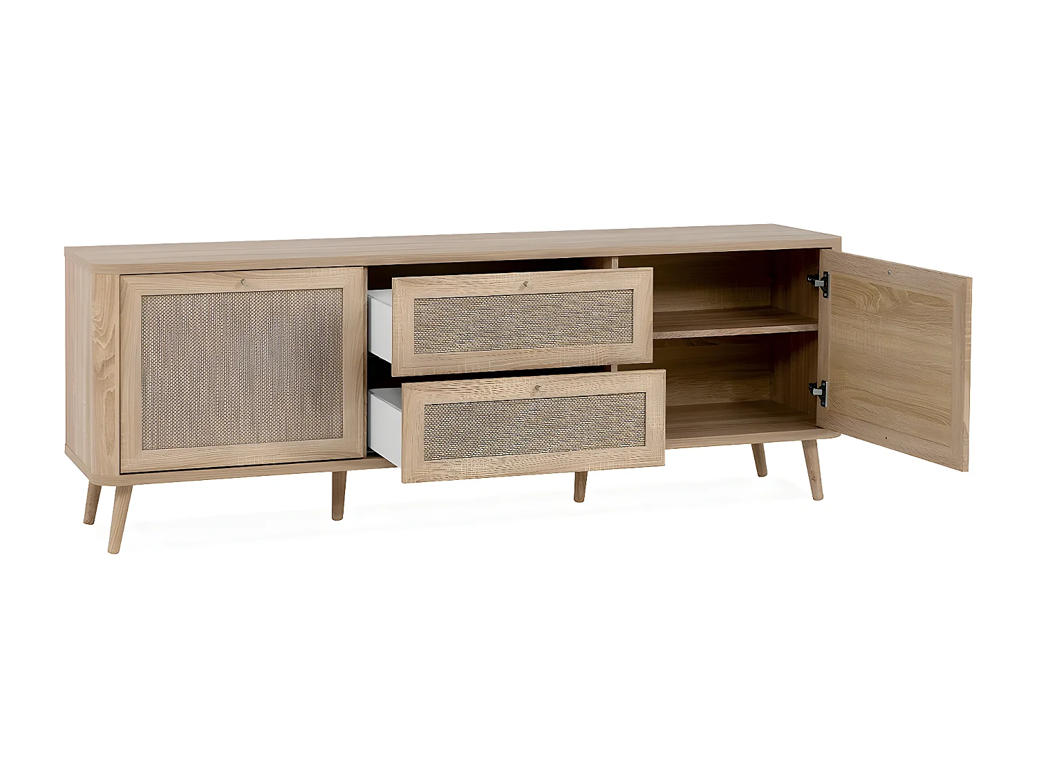 Mesa Baixa Kuta 2 Portas 2 Gavetas 175X62.9X40 Carvalho