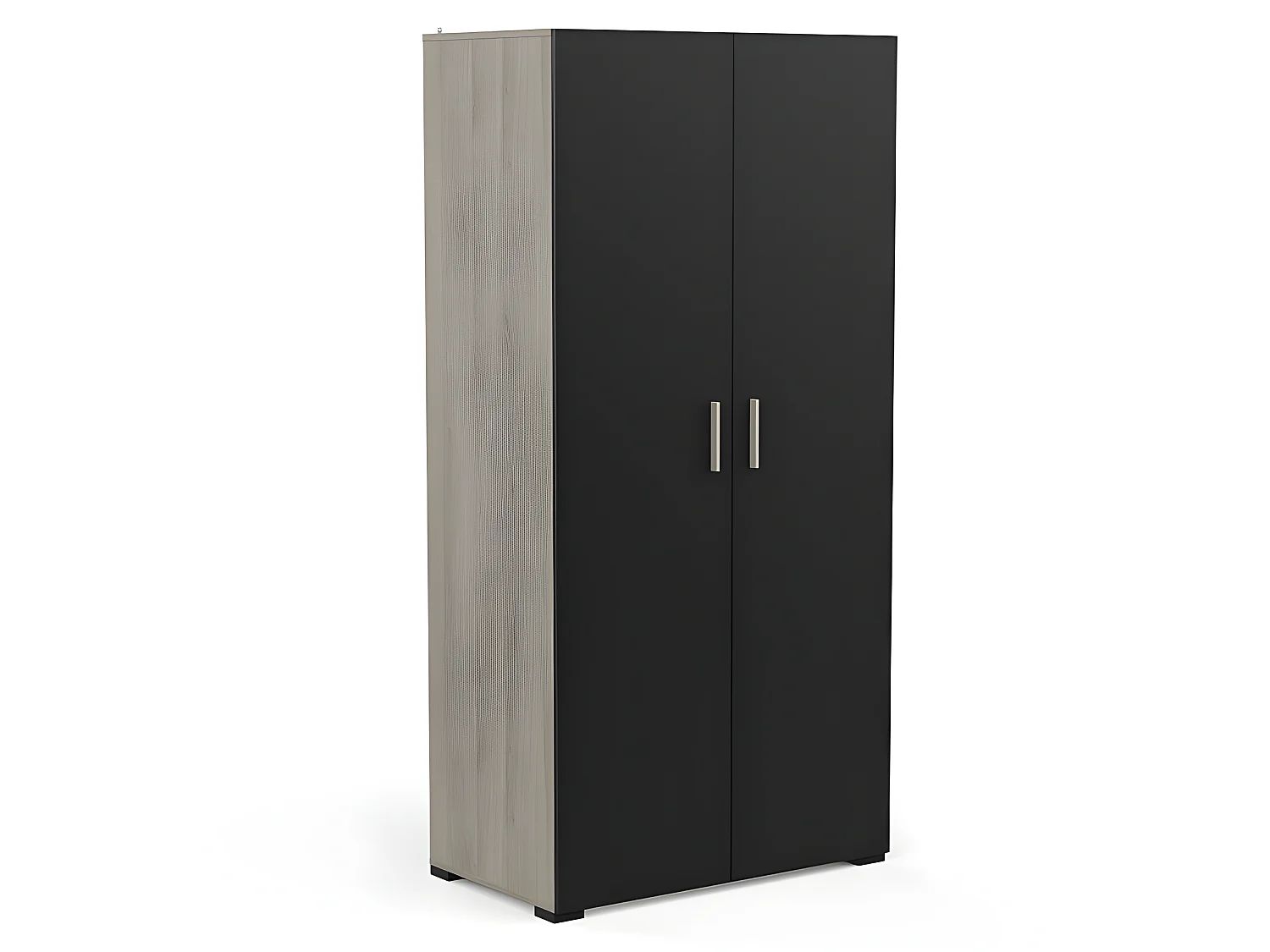 Armoire 2 portes penderie + lingère Izzy noir et bois