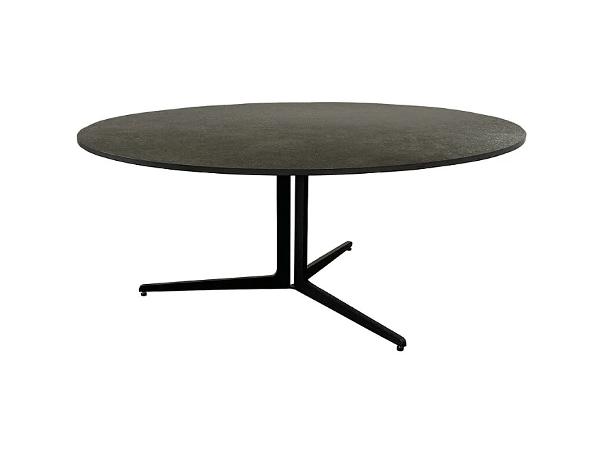 Table basse D.89 cm céramique gris anthracite et métal noir - TAMATOA