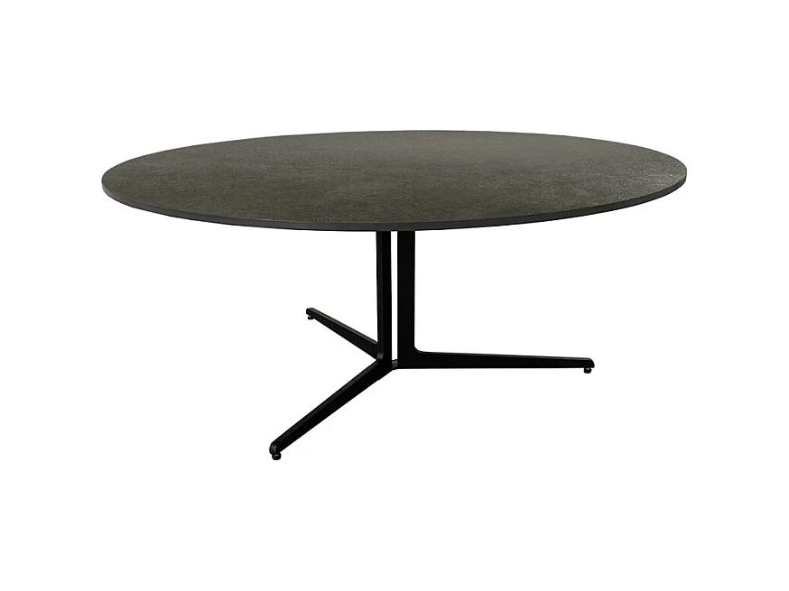 Table basse D.89 cm céramique gris anthracite et métal noir - TAMATOA