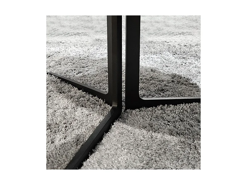 Table basse D.89 cm céramique gris anthracite et métal noir - TAMATOA