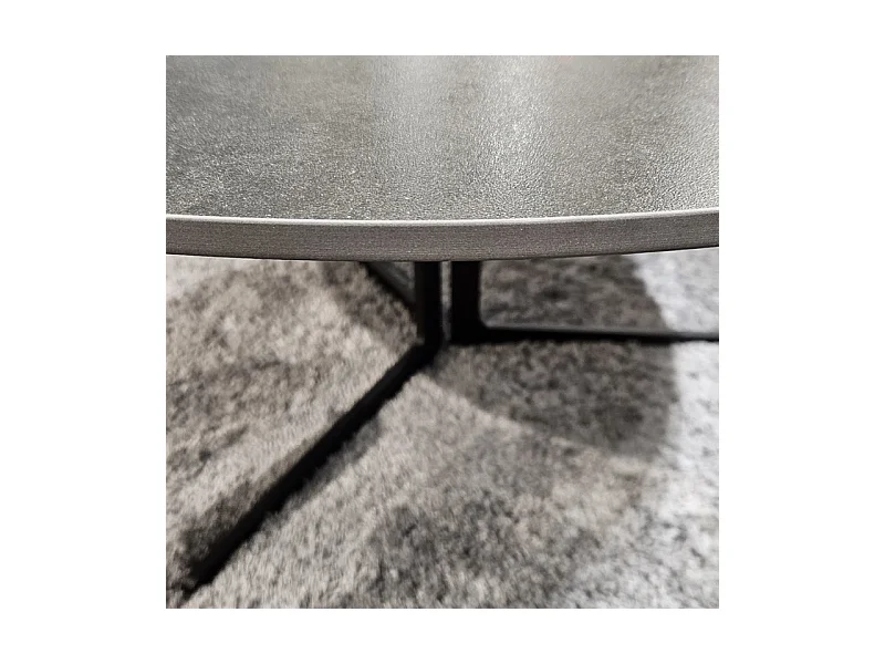 Table basse D.89 cm céramique gris anthracite et métal noir - TAMATOA
