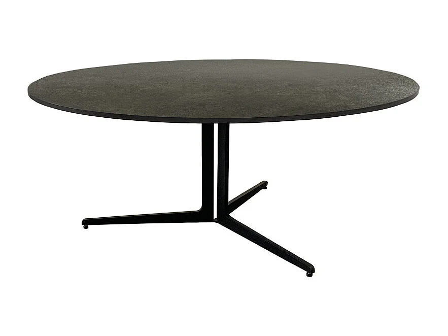 Table basse D.89 cm céramique gris anthracite et métal noir - TAMATOA