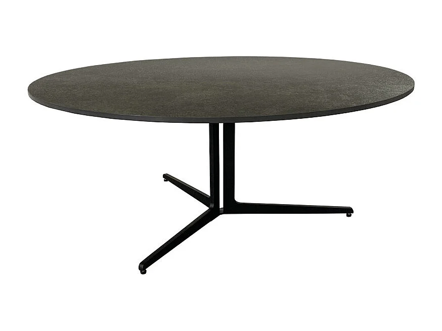 Table basse D.89 cm céramique gris anthracite et métal noir - TAMATOA