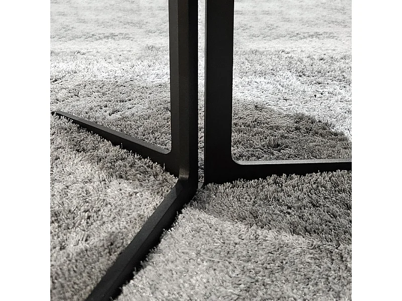 Table basse D.89 cm céramique gris anthracite et métal noir - TAMATOA