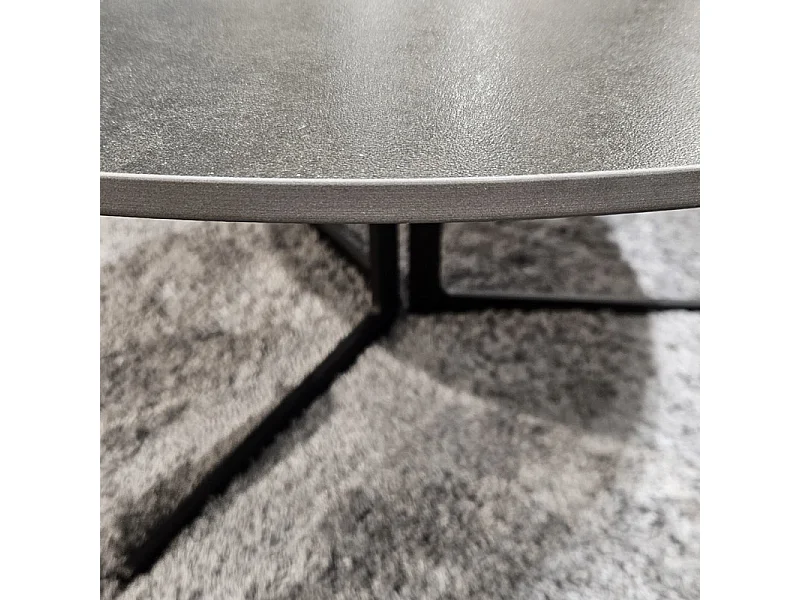 Table basse D.89 cm céramique gris anthracite et métal noir - TAMATOA